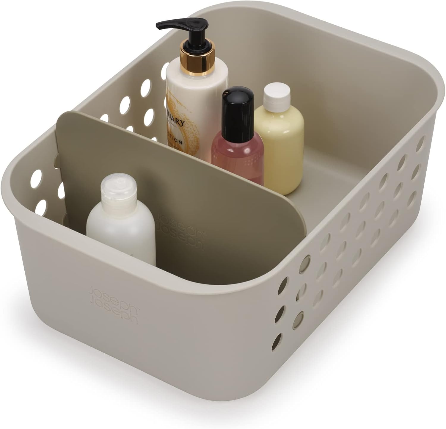 Joseph Joseph Easystore - Bathroom Essentials Storage Basket Organiser With Moveable Divider- Large, Ecru
