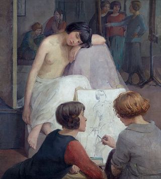 Rest Time in the Life Class by Dorothy Johnstone (1923).