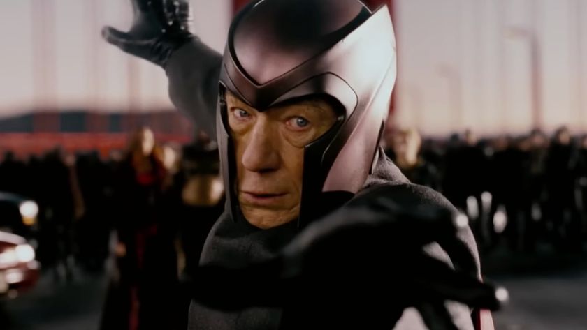 Magneto (Ian McKellen) bends a bridge in X-Men: The Last Stand.