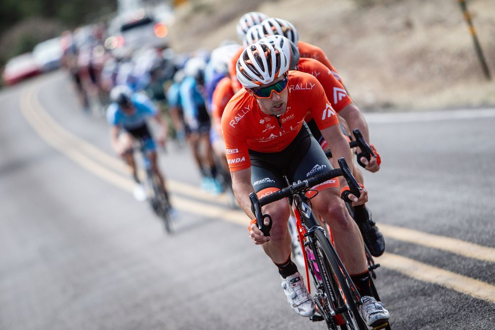 Eric Young (Rally Cycling) gets the peloton strung out during stage 5 of the Tour of The Gila