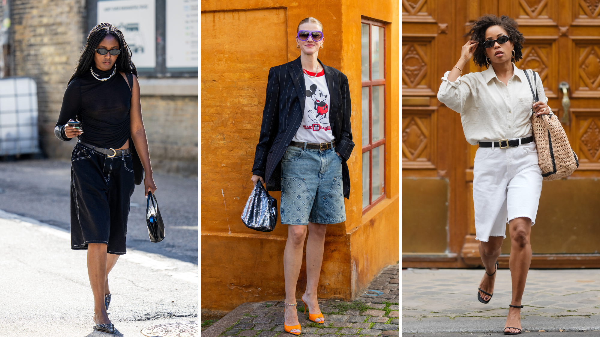 Women wearing denim shorts