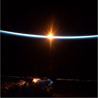 An orbital sunrise from the International Space Station.