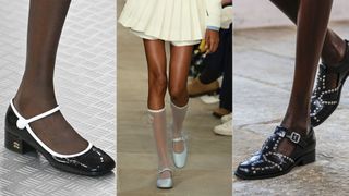 Trio of images of runway shoes