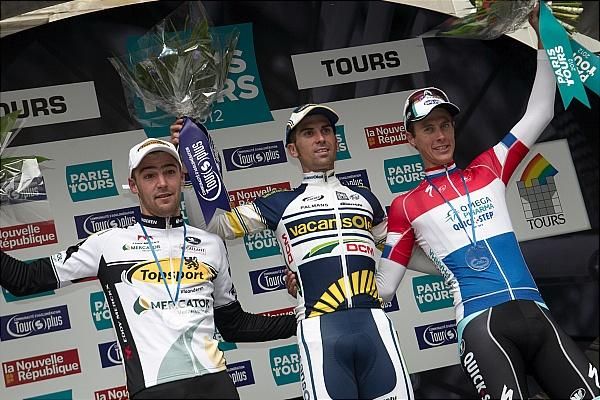 The 2012 Paris-Tours podium: Laurens De Vrees, Marco Marcato and Niki Terpstra