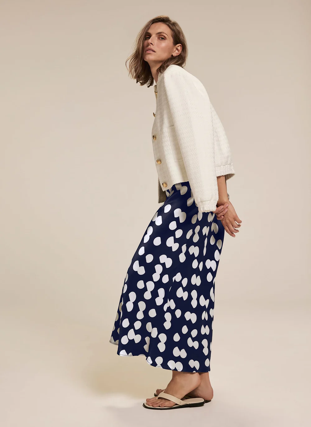 Mint Velvet, Spot Print Satin Skirt