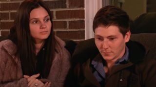 Julia and Brandon on his parent's porch.