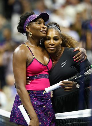 Serena Williams of The United States is congratulated by her sister and opponant Venus Williams of The United States following their ladies singles third round match on Day Five of the 2018 US Open at the USTA Billie Jean King National Tennis Center on August 31, 2018 in the Flushing neighborhood of the Queens borough of New York City.