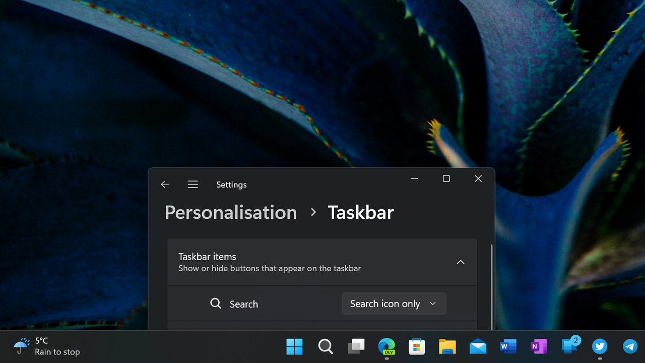 Windows 11 search icon settings