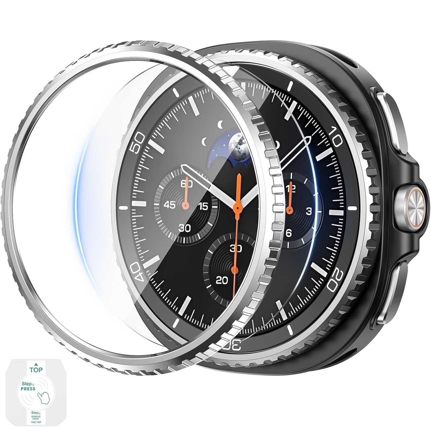 Goton Metal Bezel for Samsung Galaxy Watch 8 Classic 46mm with Screen Protector