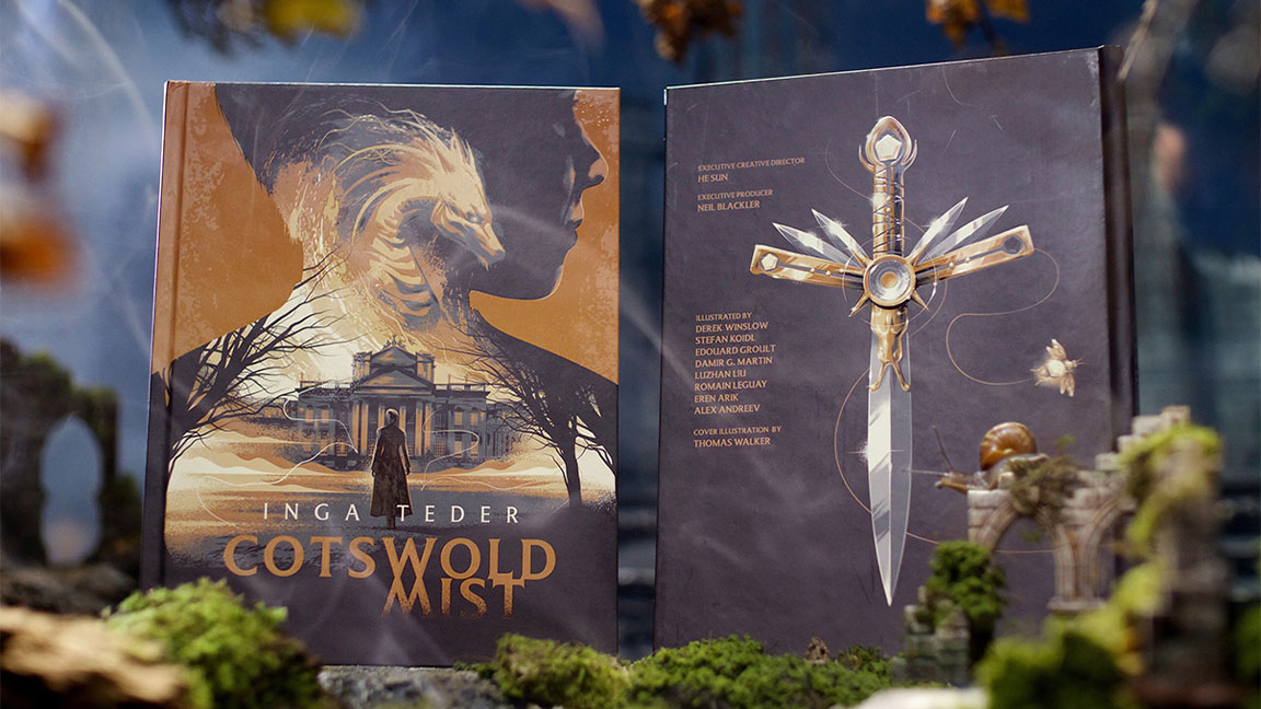 Cotswold Mist; a fantasy art book displayed
