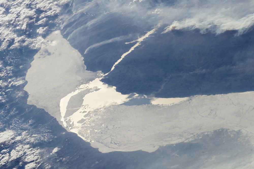 Lake Baikal sunglint and melting ice