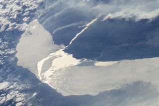 Lake Baikal sunglint and melting ice