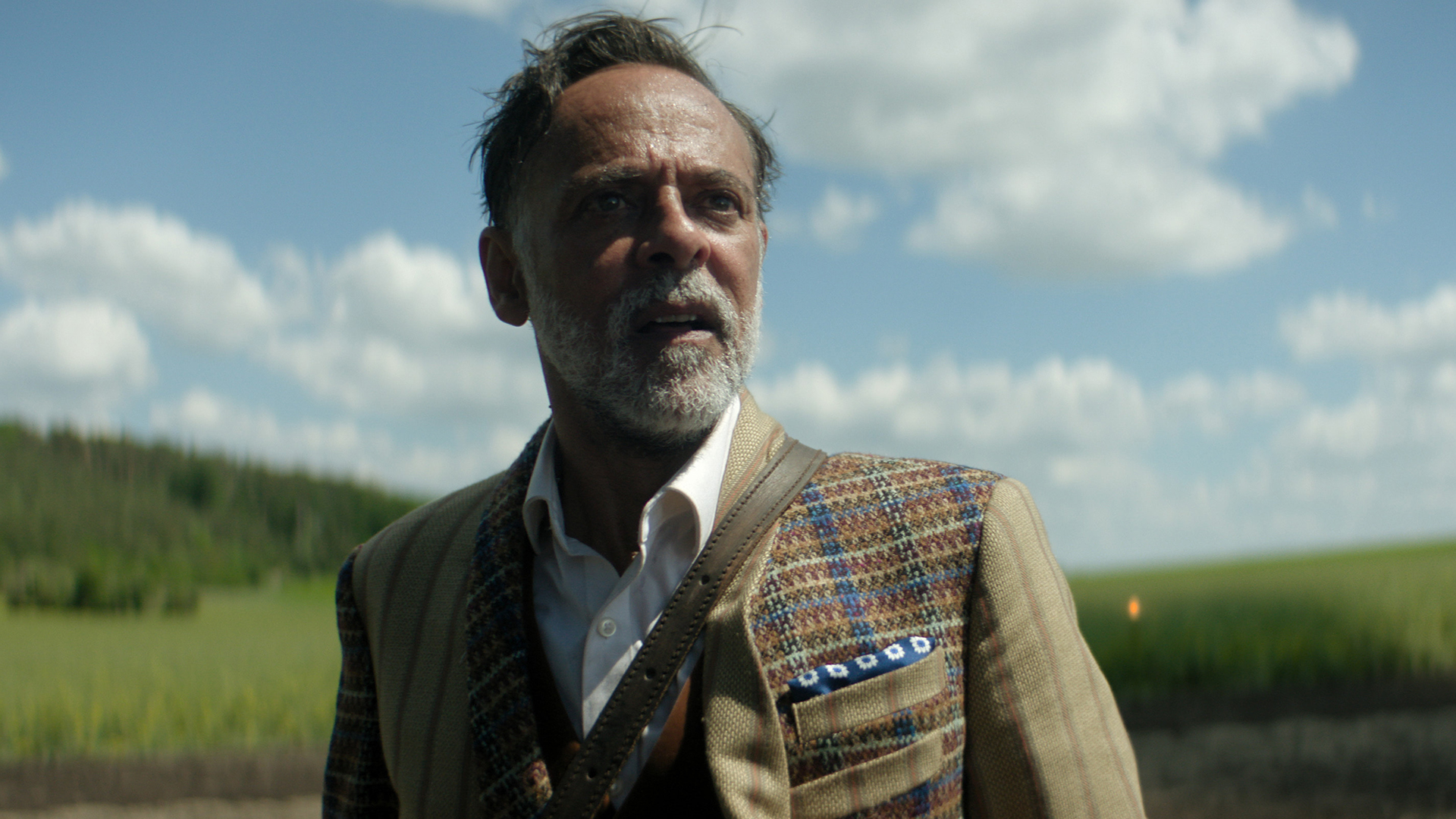 Ebling Mis with a look of awe on his face in Foundation season 3 episode 2