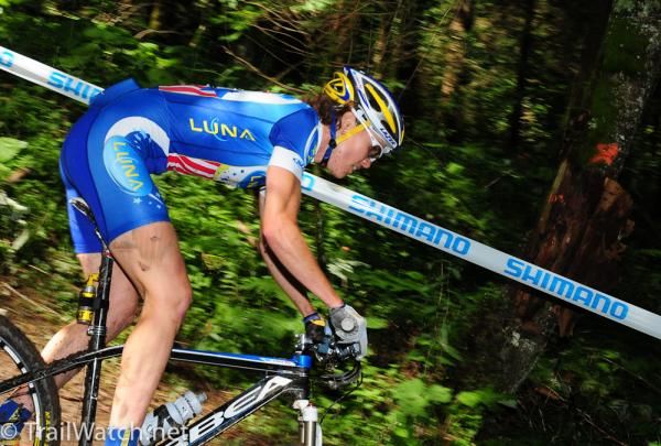 Georgia Gould (Luna Pro Team) on a steep descent