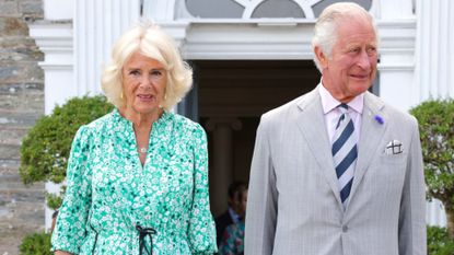 Duchess Camilla stunned in Cornwall, seen here with Prince Charles, Prince of Wales at a garden party at Boconnoc House 