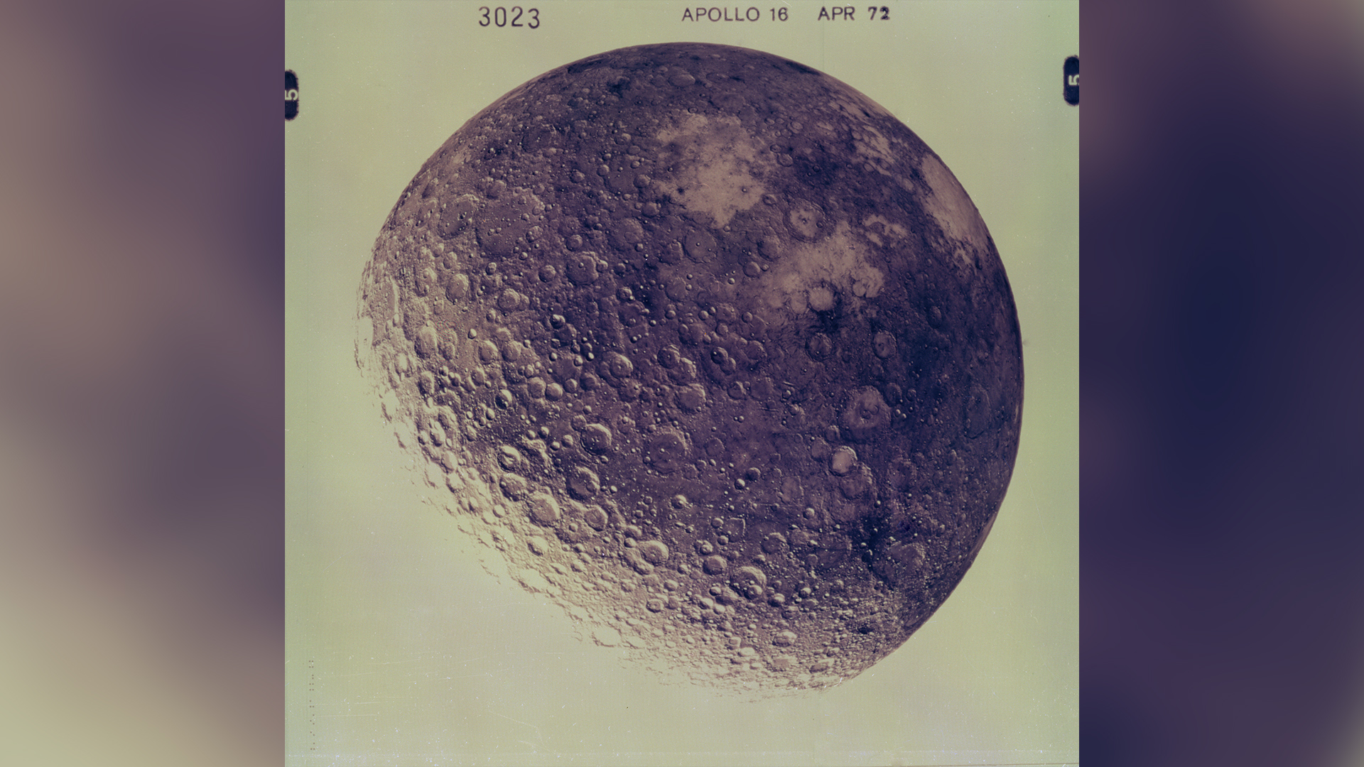 View of the back side of the moon taken by the Apollo 16 mission crew.