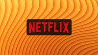 Netflix logo on a yellow orange background