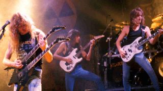 Megadeth performing onstage in 1988