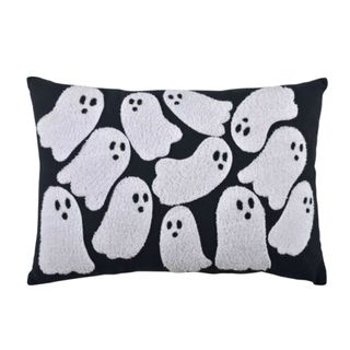 Fall throw pillow cut out ghost black and white print