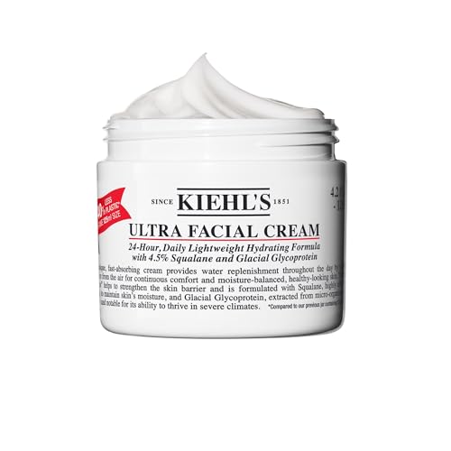 Kiehl's Ultra Facial Cream, With 4.5% Squalane to Strengthen Skin's Moisture Barrier, Skin Feels Softer and Smoother, Long-Lasting Hydration, Easy and Fast-Absorbing, Suitable for All Skin Types