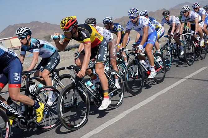 Belgian champion Tom Boonen (Omega Pharma-Quick Step) stays hydrated.