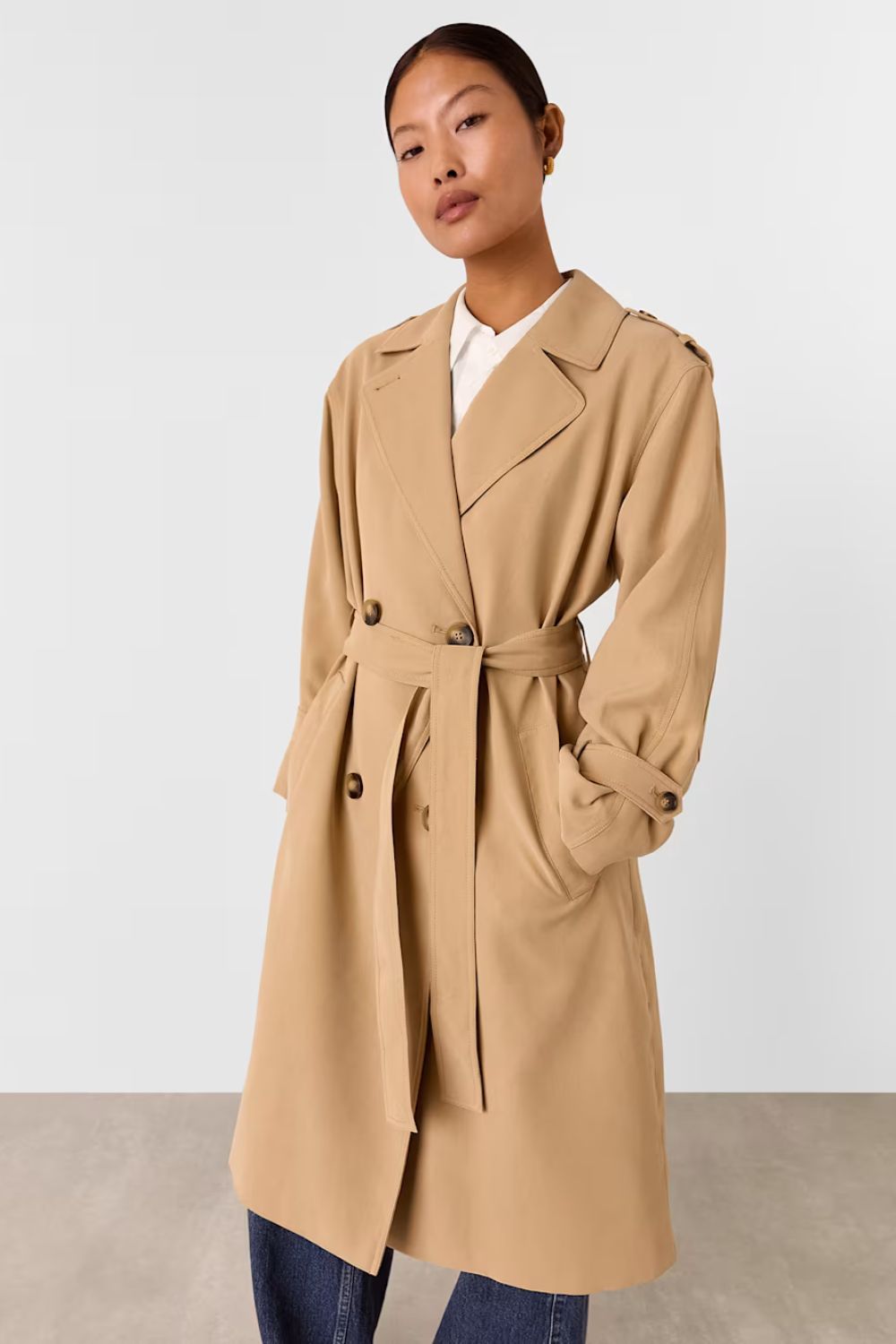 Whistles Neutral Petite Riley Trench Coat