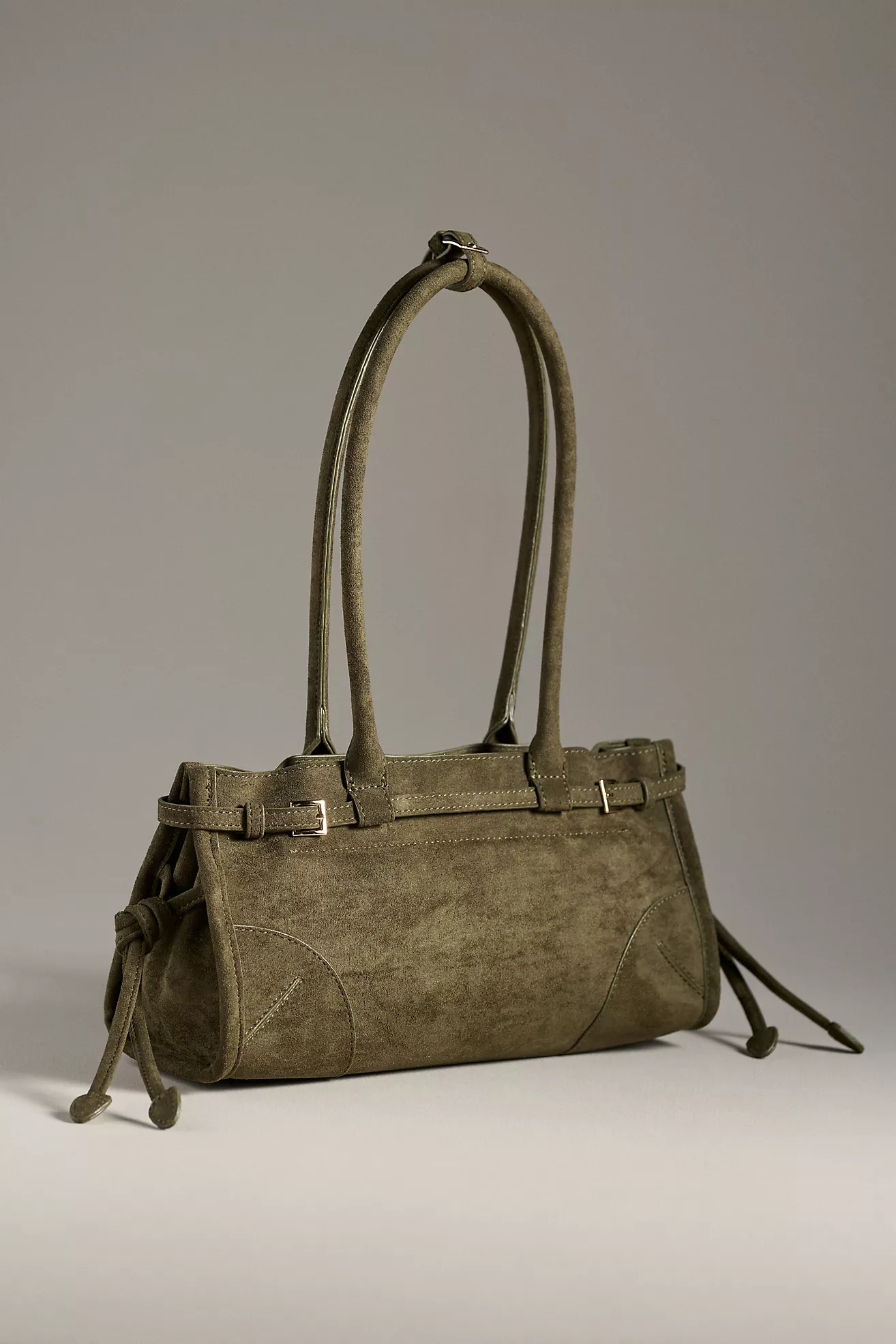 The Greer Structured Faux-Suede Shoulder Bag