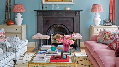 glass coffee table in living room