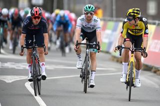 Tom Pidcock (left) missed out on the 2021 Amstel Gold Race in a photo finish
