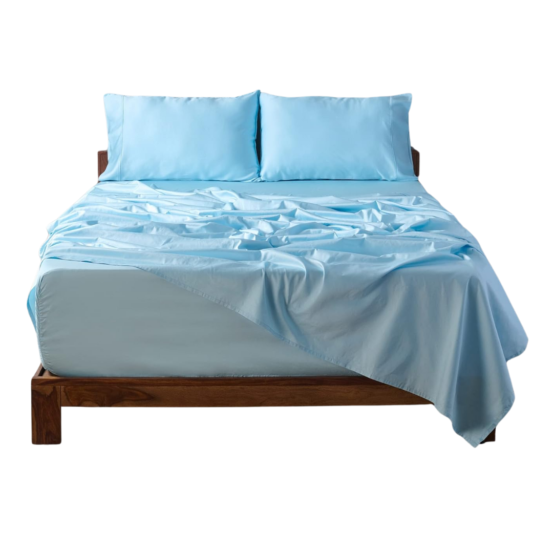 Weddingly Cea Certified 100% Giza Egyptian Cotton Sheets|4 Piece Set|accredited Gold Seal|deep Pocket|extra Long Staple|sateen Weave|high Fabric Strength,uniform &soft| (twin Xl,light Blue)