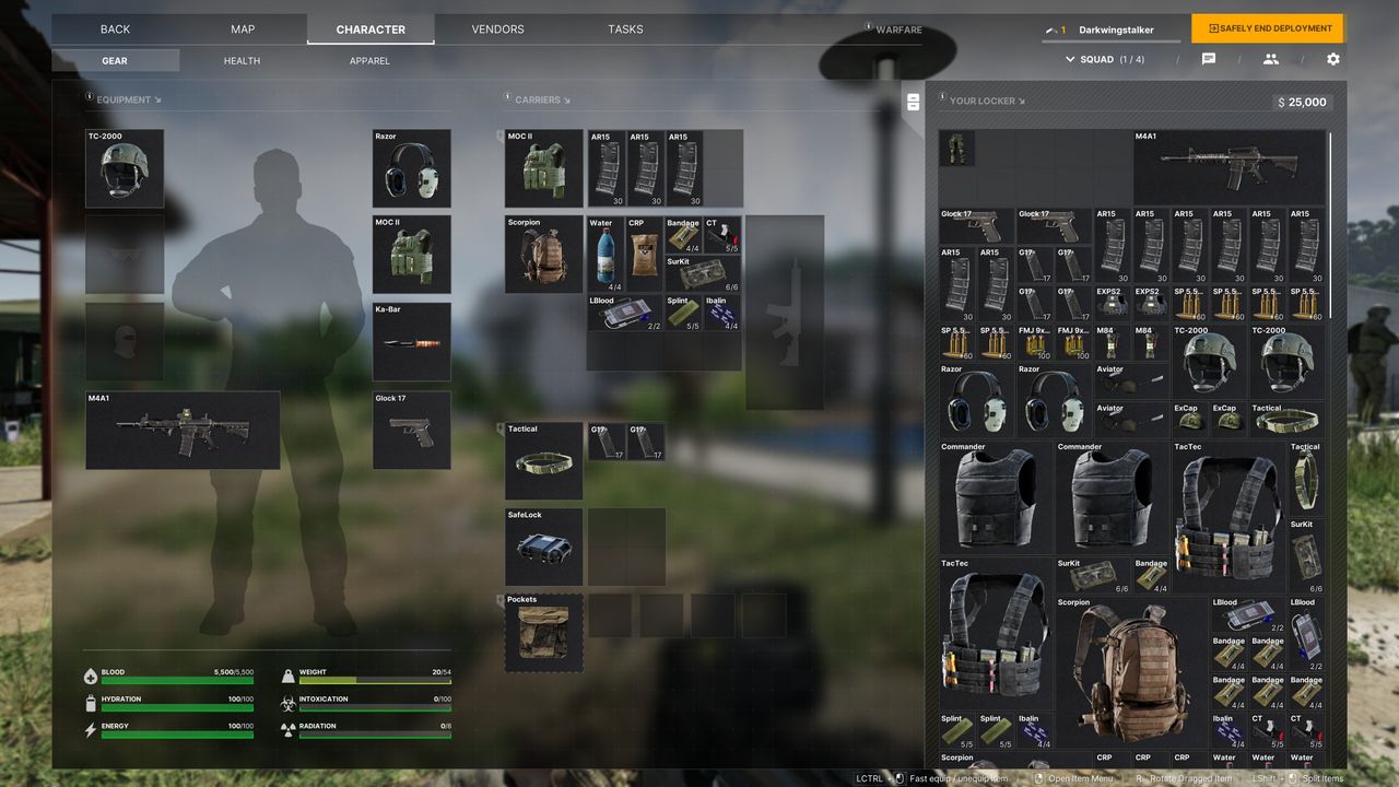 Grayzone Warfare rucksack full of items