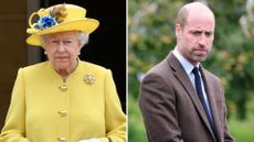 A composite of a picture of Queen Elizabeth in 2017 and Prince William in 2025