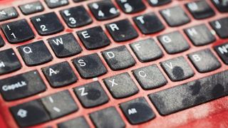 Dust on a laptop keyboard