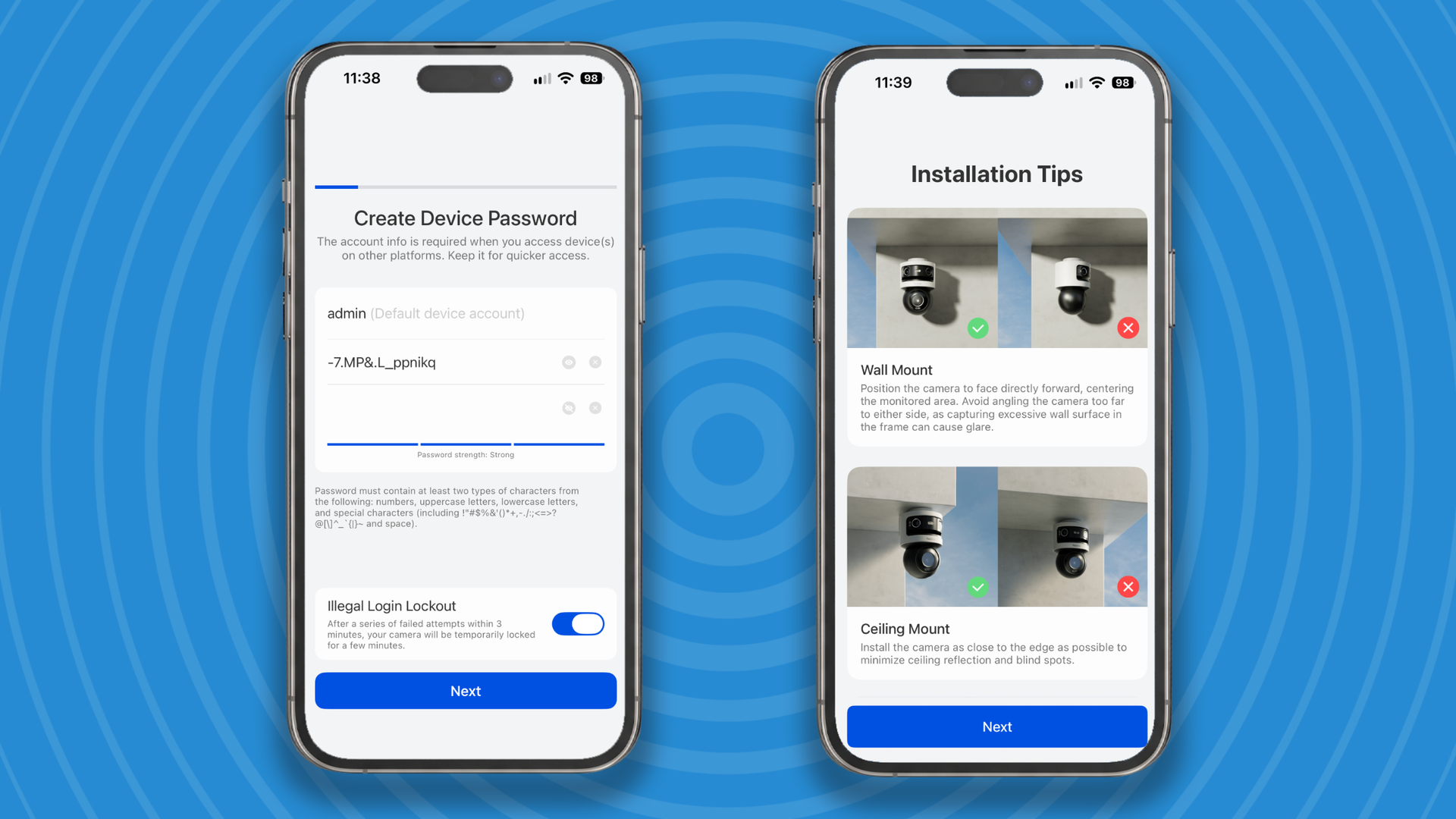 Reolink Omvi 3i security camera installation in app