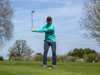 Short Game Expert James Ridyard demonstrating a nine-o-clock backswing with a wedge