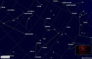 The 2020 Leonid meteor shower will have a period of activity from Nov. 6 to Nov. 30. It will peak on the night of Nov. 16-17. The shower's radiant is located at the center of this stellar map, in the constellation Leo, the lion.