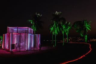 The Woven Pavilion by night