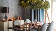 Christmas table with over-head garland