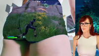 An image of Morgpie, a Twitch streamer, playing games via a green screen of her butt. There's not really a way I can paint a picture for you that isn't weird, so that's all you're getting.