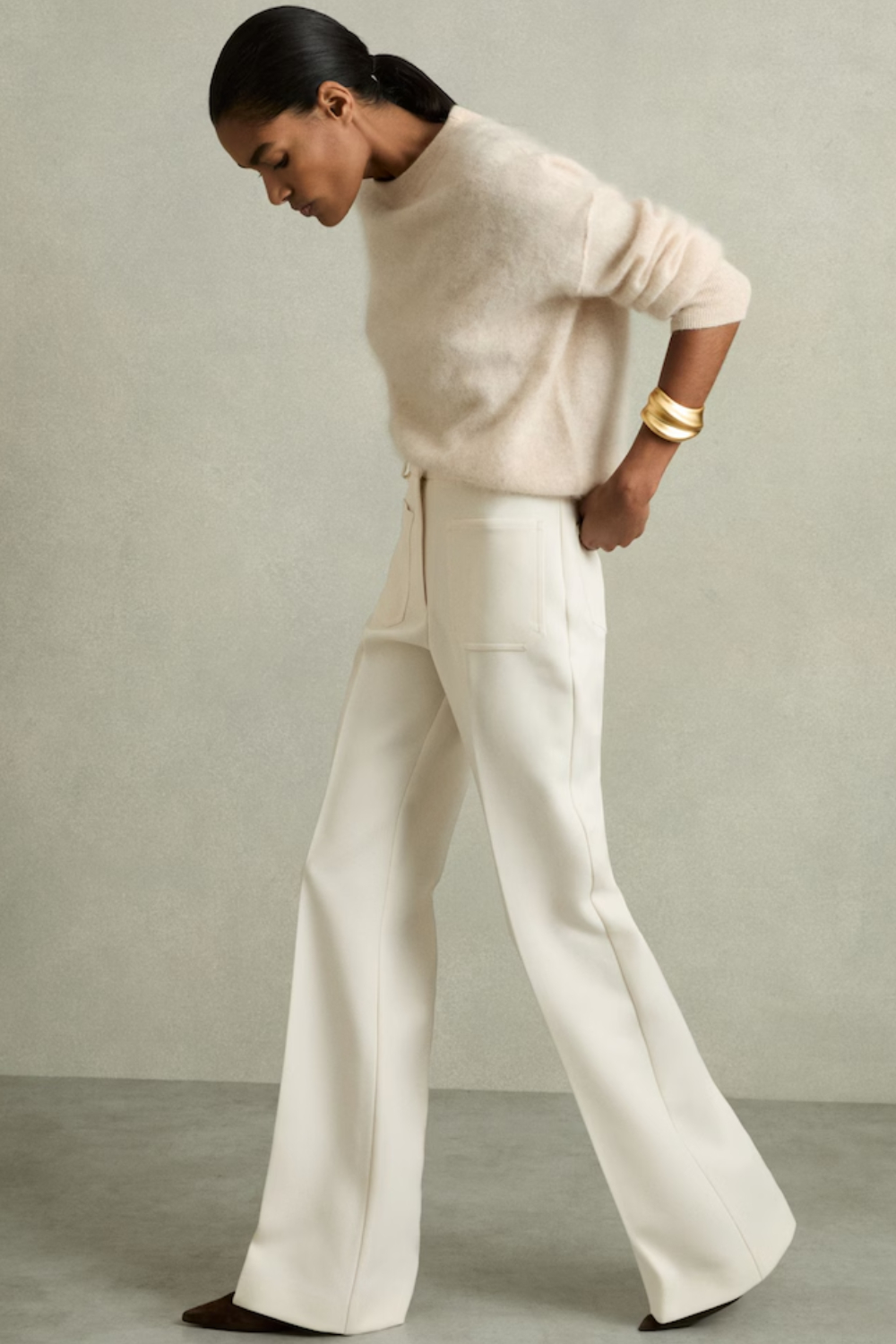 Reiss Twill Flared Trousers 