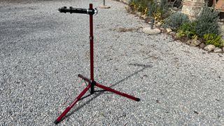 Feedback Sports' Pro Mechanic work stand assembled ready to use