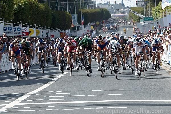 The sprinters filled the road