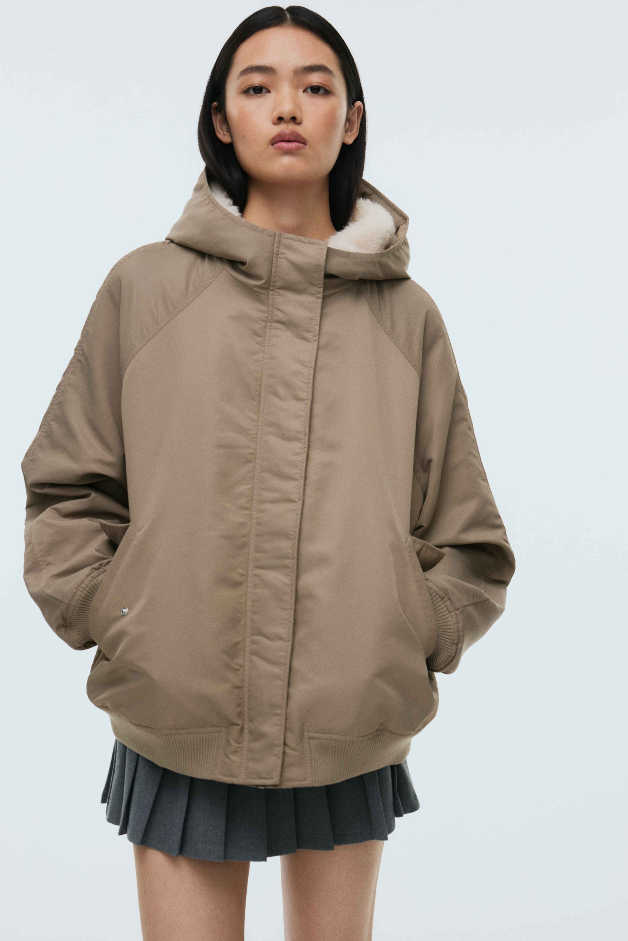 Oversized Bomber Jacket - Dark Gray