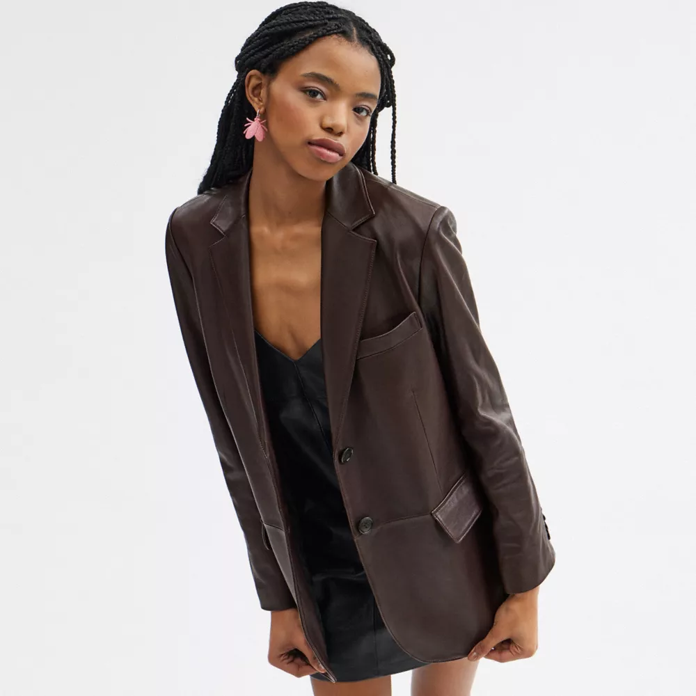 Brown Leather Blazer