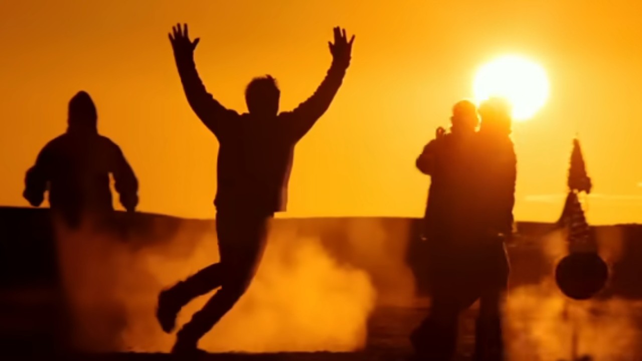 People playing soccer in the waning sunlight in The Secret Life of Walter Mitty