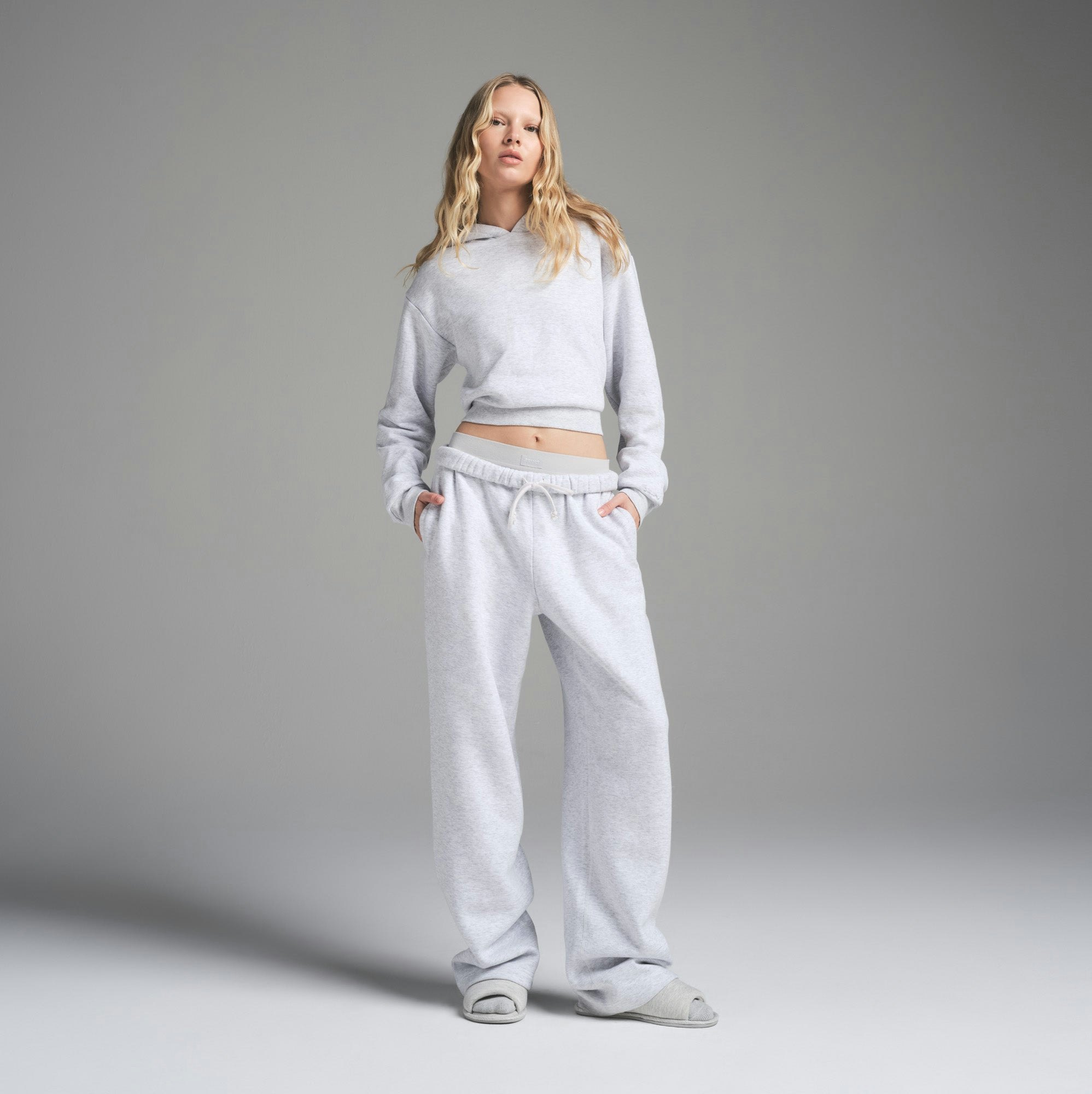 Cotton Fleece Shrunken Hoodie | Light Heather Grey | Xxs