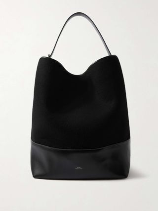 Leather-Trimmed Suede Tote