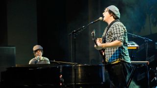 Ben Folds and Robert Sledge of Ben Folds Five perform during the 2012 New York Comic Con at the Javits Center on October 11, 2012 in New York City.