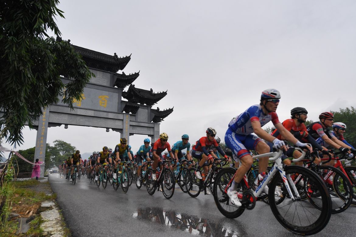 Arnaud Demare sits in the peloton
