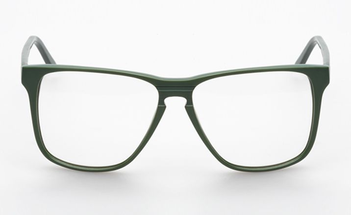 Green-framed glasses